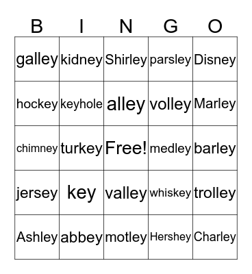 ey  Bingo Card