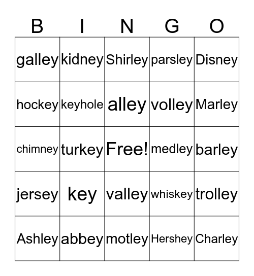 ey  Bingo Card