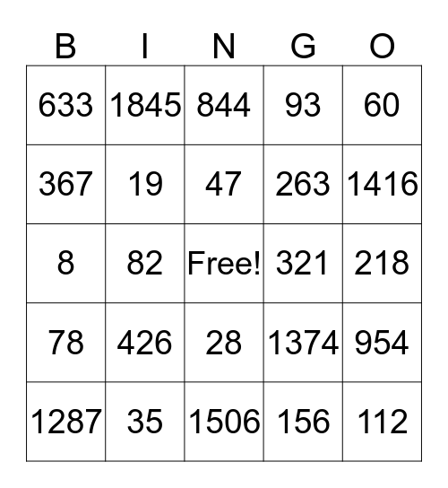 Los Numeros Bingo Card