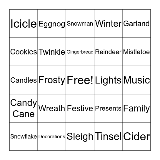 PSD Holiday Bingo 2017 Bingo Card
