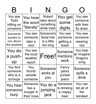 THURSDAY HAPPY HOUR HOLIDAY Bingo Card