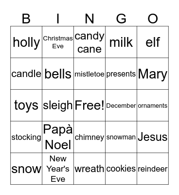 Feliz Navidad Bingo Card