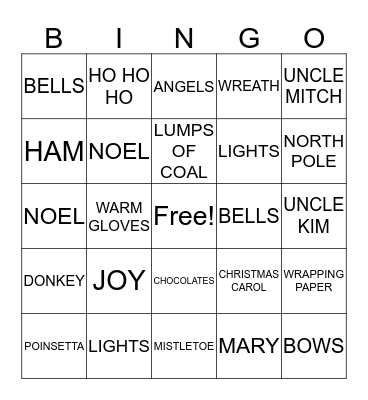 Christmas Fun Bingo Card