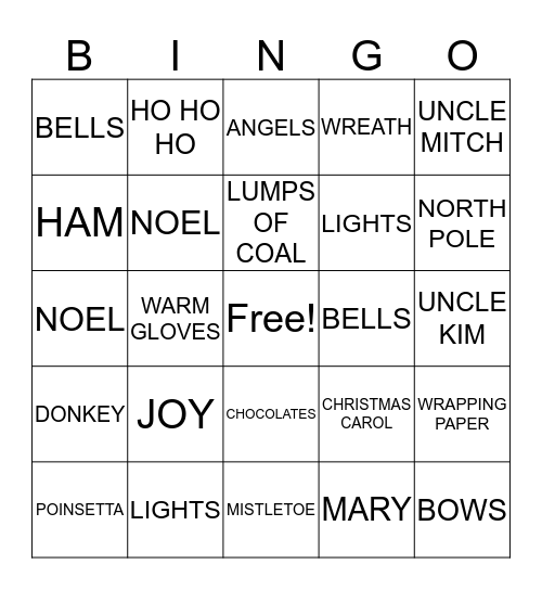 Christmas Fun Bingo Card