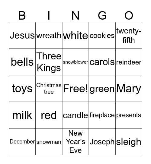 Feliz Navidad Bingo Card