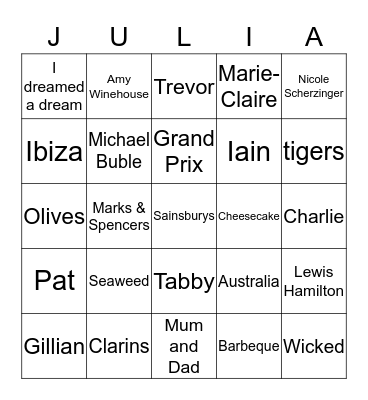 HAPPY BIRTHDAY  Bingo Card