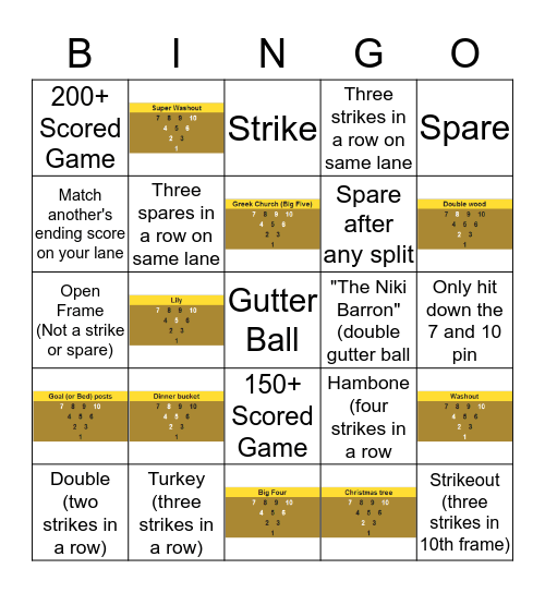 Pavilion Bowling Bingo Card