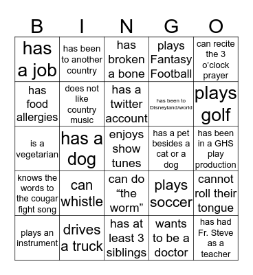 Find someone who... Bingo Card