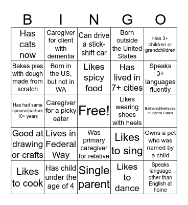 HomeWell Holiday Party Bingo Card