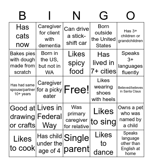 HomeWell Holiday Party Bingo Card
