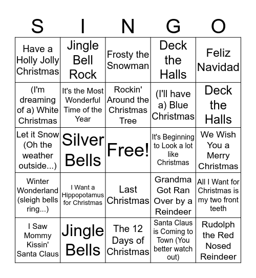 Christmas Bingo Card