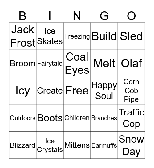 Snowman Bingo Card