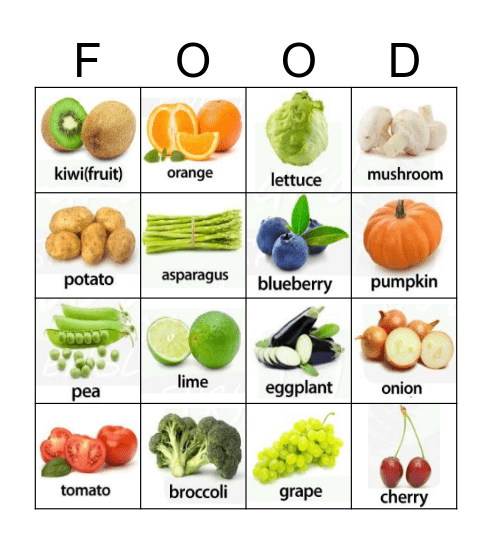 FOOD BINGO Card