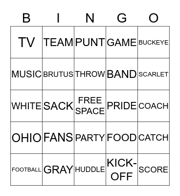 Buckeye Bingo! Bingo Card