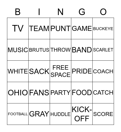 Buckeye Bingo! Bingo Card