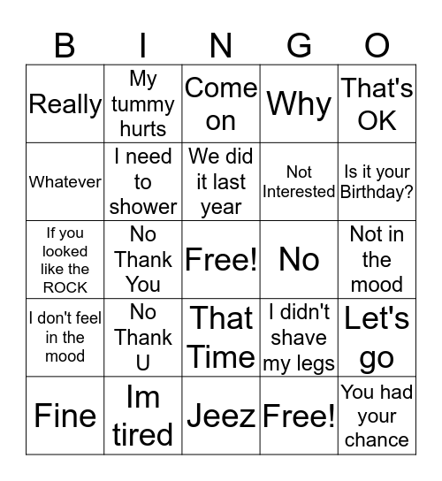 Malina Bingo Card