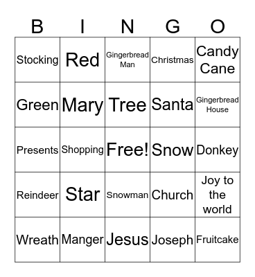Christmas  Bingo Card