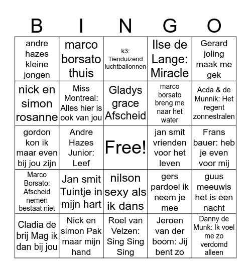 90's swingo Bingo Card