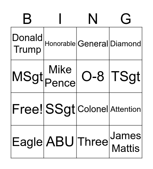 Development and Training Flight Bingo Card