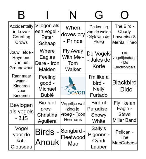 Kerstbingo Sovon 2017 Bingo Card