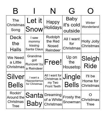 Christmas Music Bingo Card