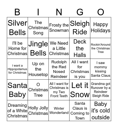 Christmas Music Bingo Card