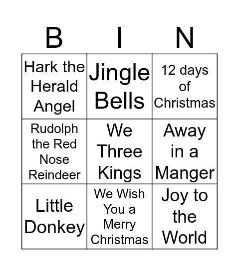 Five Gold Rings Bingo Card