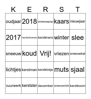 Kerstbingo Card