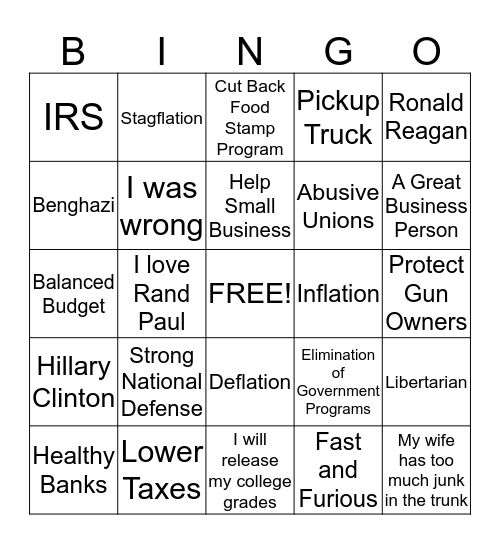 Obama Bingo - Long Version Bingo Card
