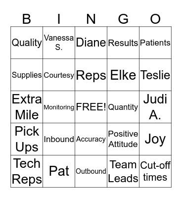 Customer Service 2013 Bingo Card