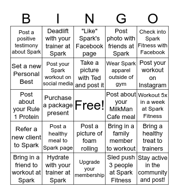 SPARK BINGO Card