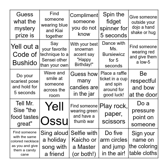 Kokondo Holiday Party 2017 Bingo Card