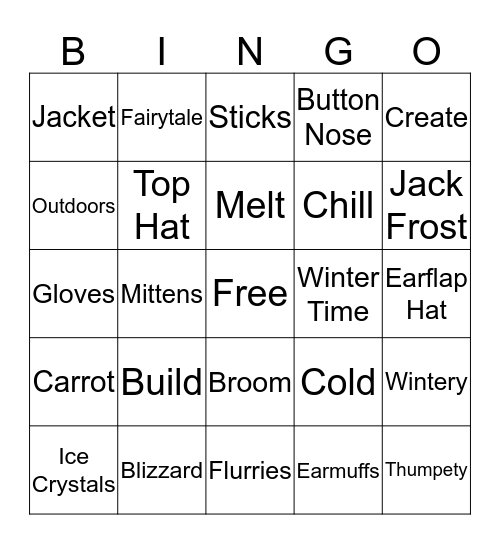 Snowman Bingo Card