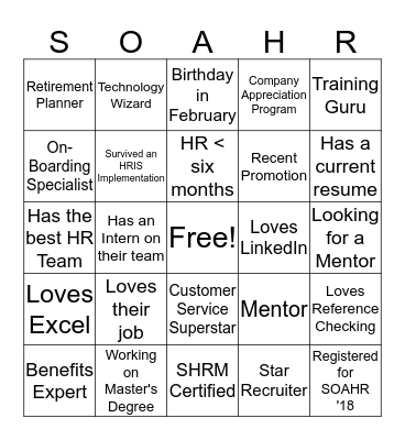 SHRM - 18  Bingo Card