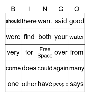 Winter Bingo Card