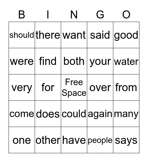 Winter Bingo Card