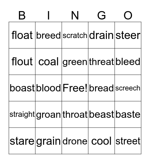 Vowel Team Swap Bingo Card