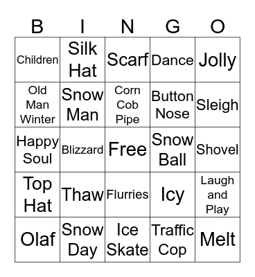 Snowman Bingo Card