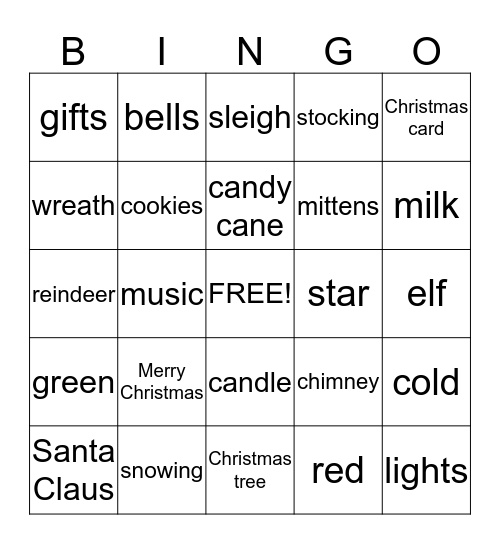 ASL Christmas Bingo Card