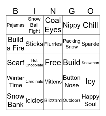 Snowman Bongo Bingo Card