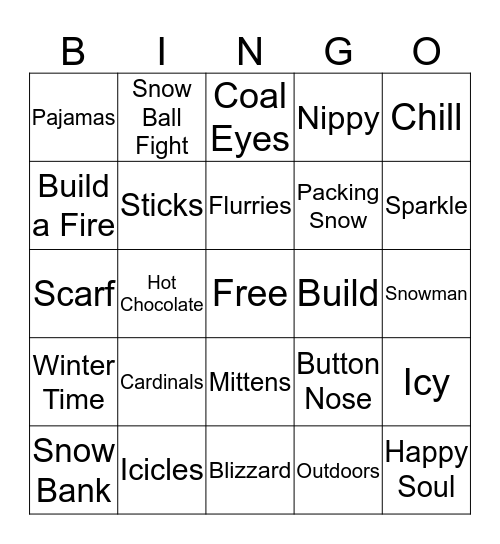 Snowman Bongo Bingo Card