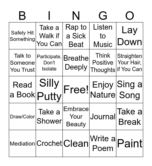 Coping Bingo! Bingo Card