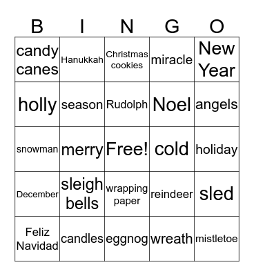 Huebert Farms Christmas Bingo Card