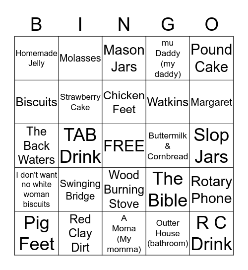 Lovette Bingo Card
