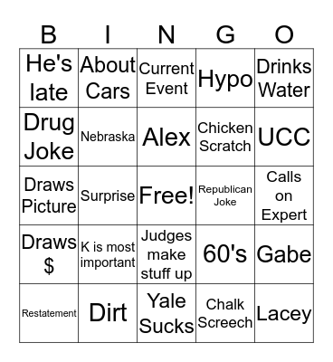 Bates Bingo Card