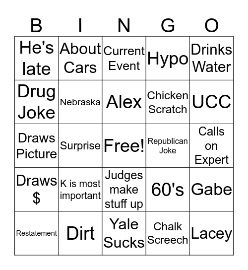 Bates Bingo Card