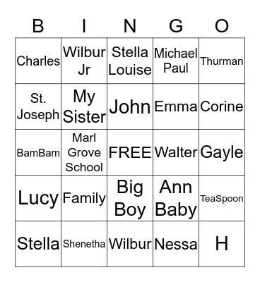 Lovette Bingo Card