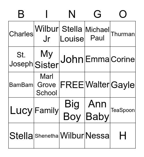 Lovette Bingo Card