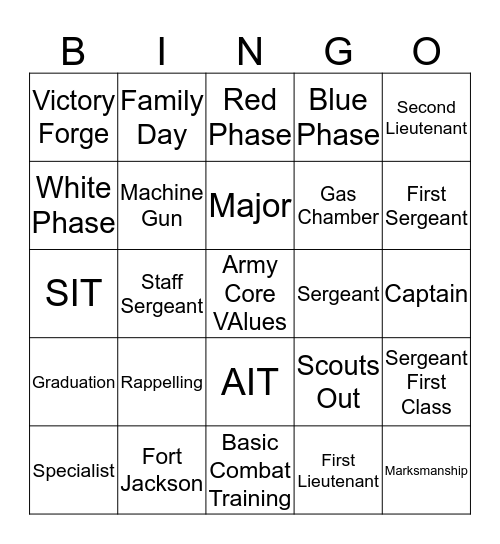 Scouts Out Bingo Card