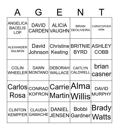 Agent Bingo Card